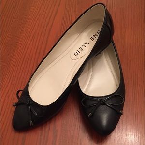 Anne Klein Pointed Ballet Flat with Patent Heel